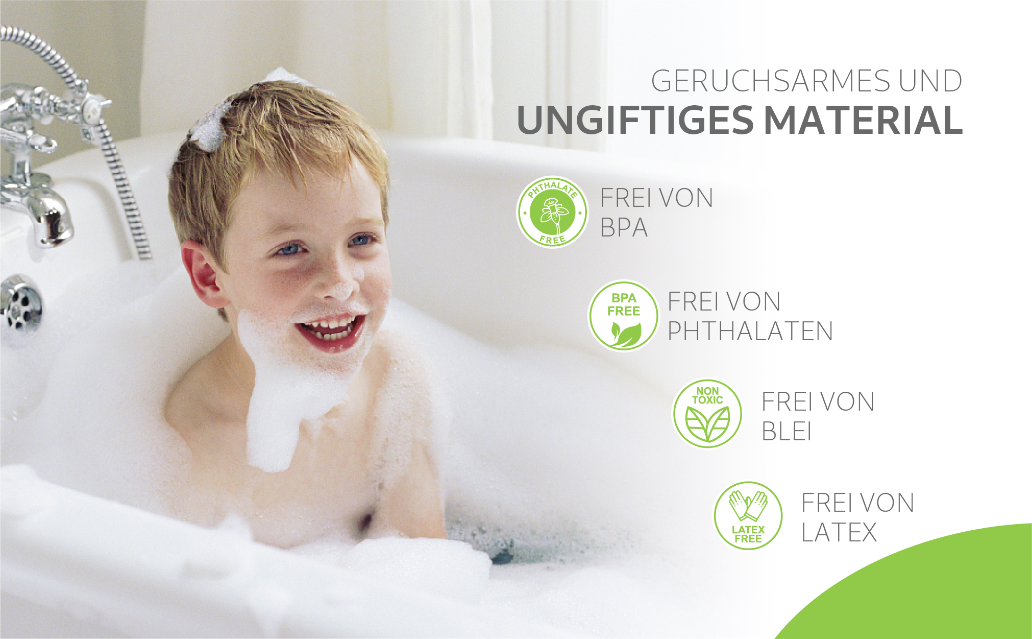 Kinder-Badewannenmatte 100x40 cm mit 2 Haken zur Aufhängung