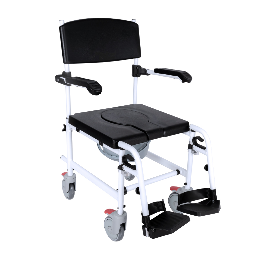 Fahrbarer Toilettenstuhl aus Aluminium