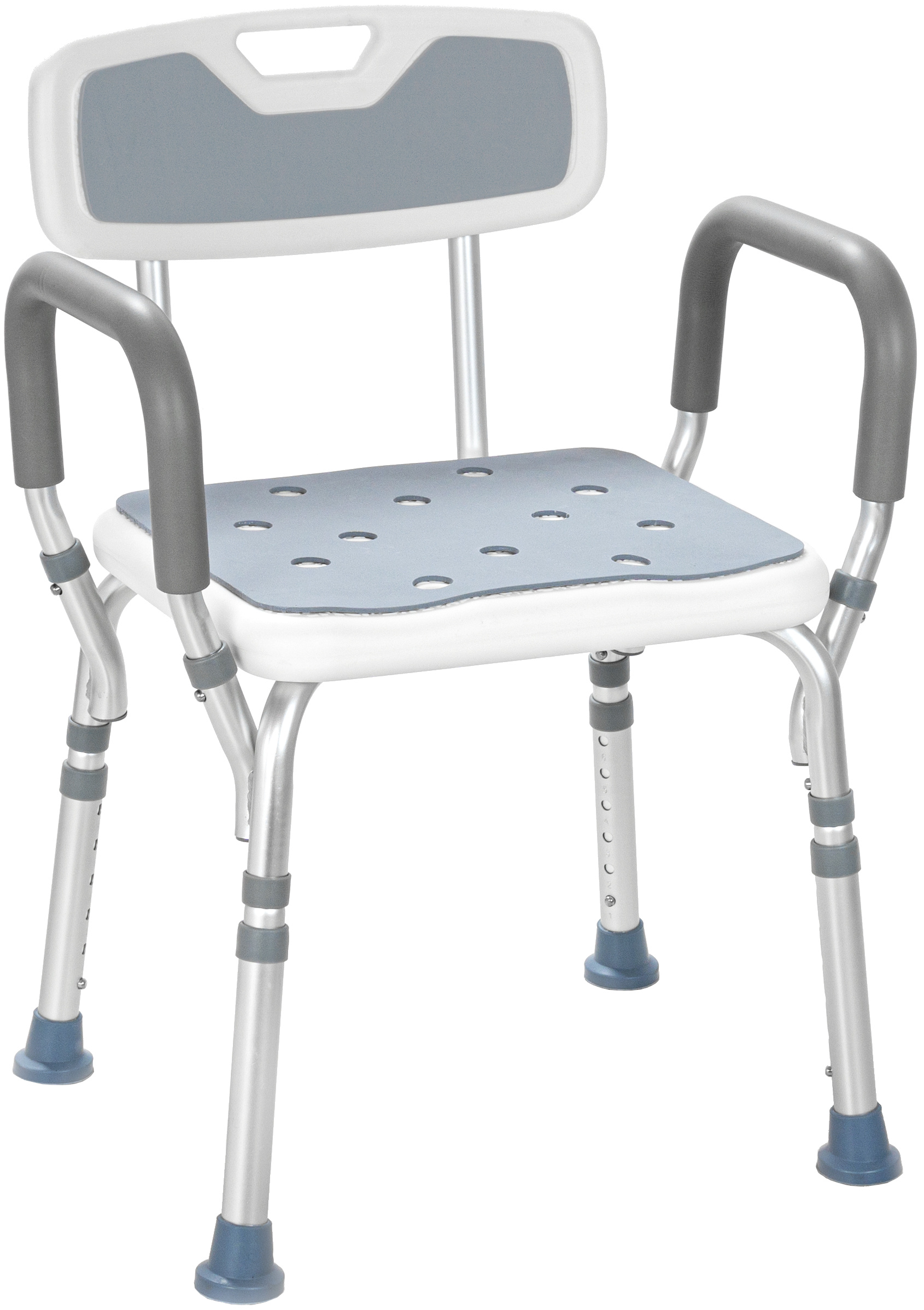 Komfort-Duschsitz mit gepolsterten Armlehnen und Rückenlehne